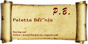 Paletta Bónis névjegykártya